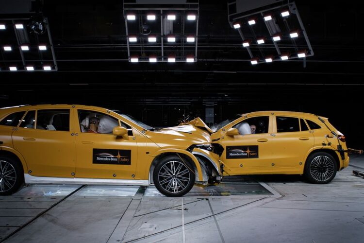 Watch This Head-On Crash Test between Two EVs