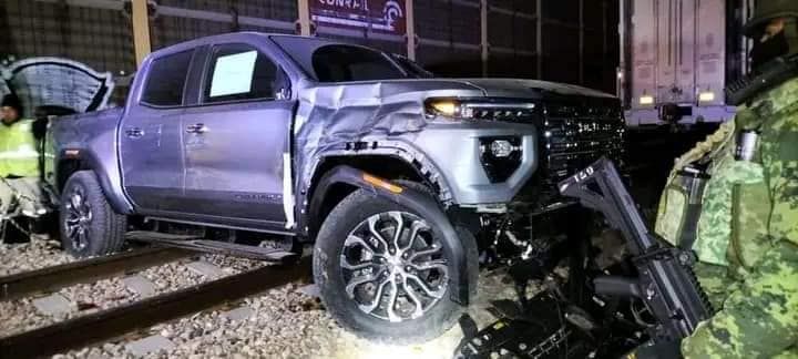New Chevy Colorado and GMC Canyon Trucks Damaged after Failed Train Heist in Mexico