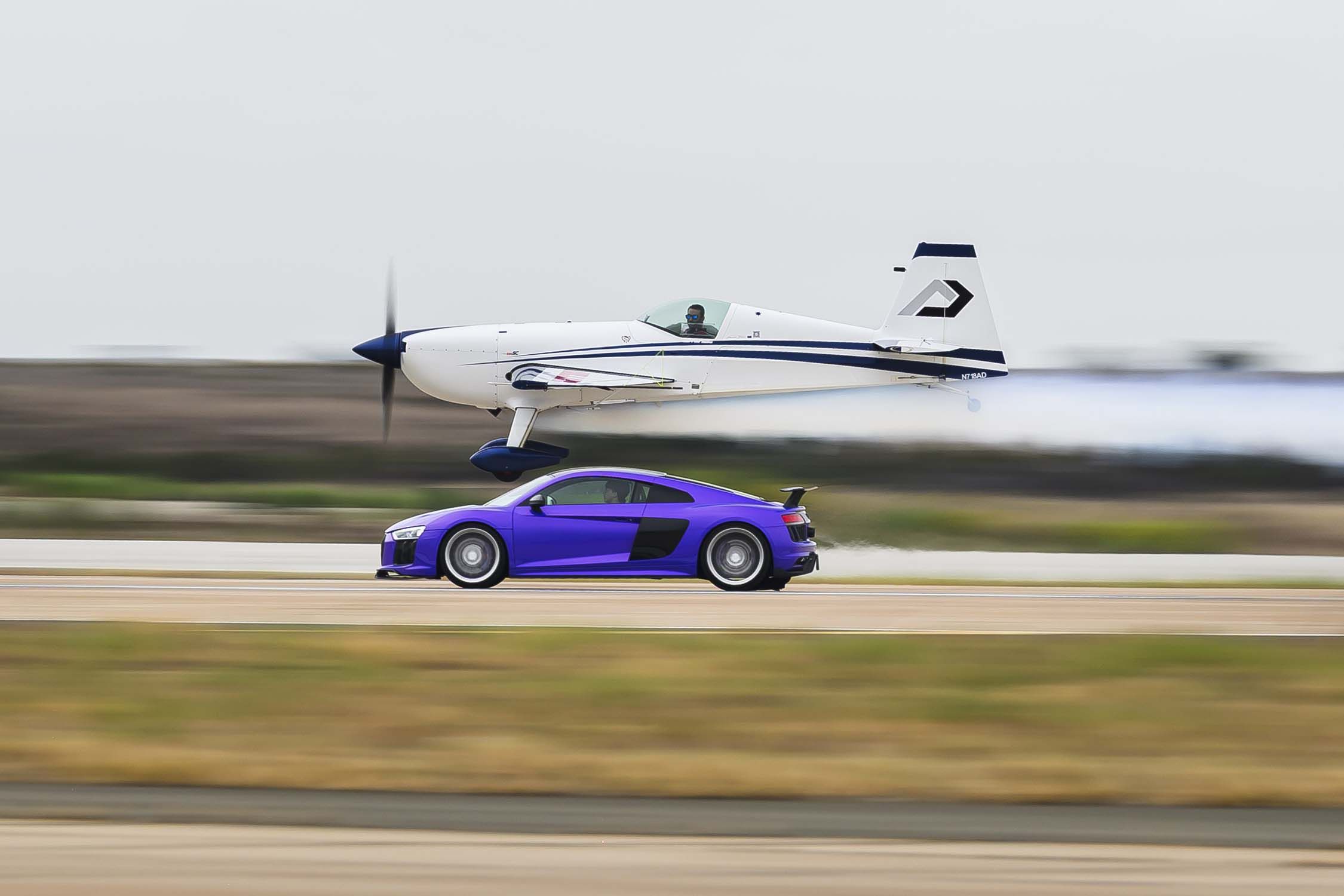 Can a Supercar at Full Speed Beat a Stunt Plane?