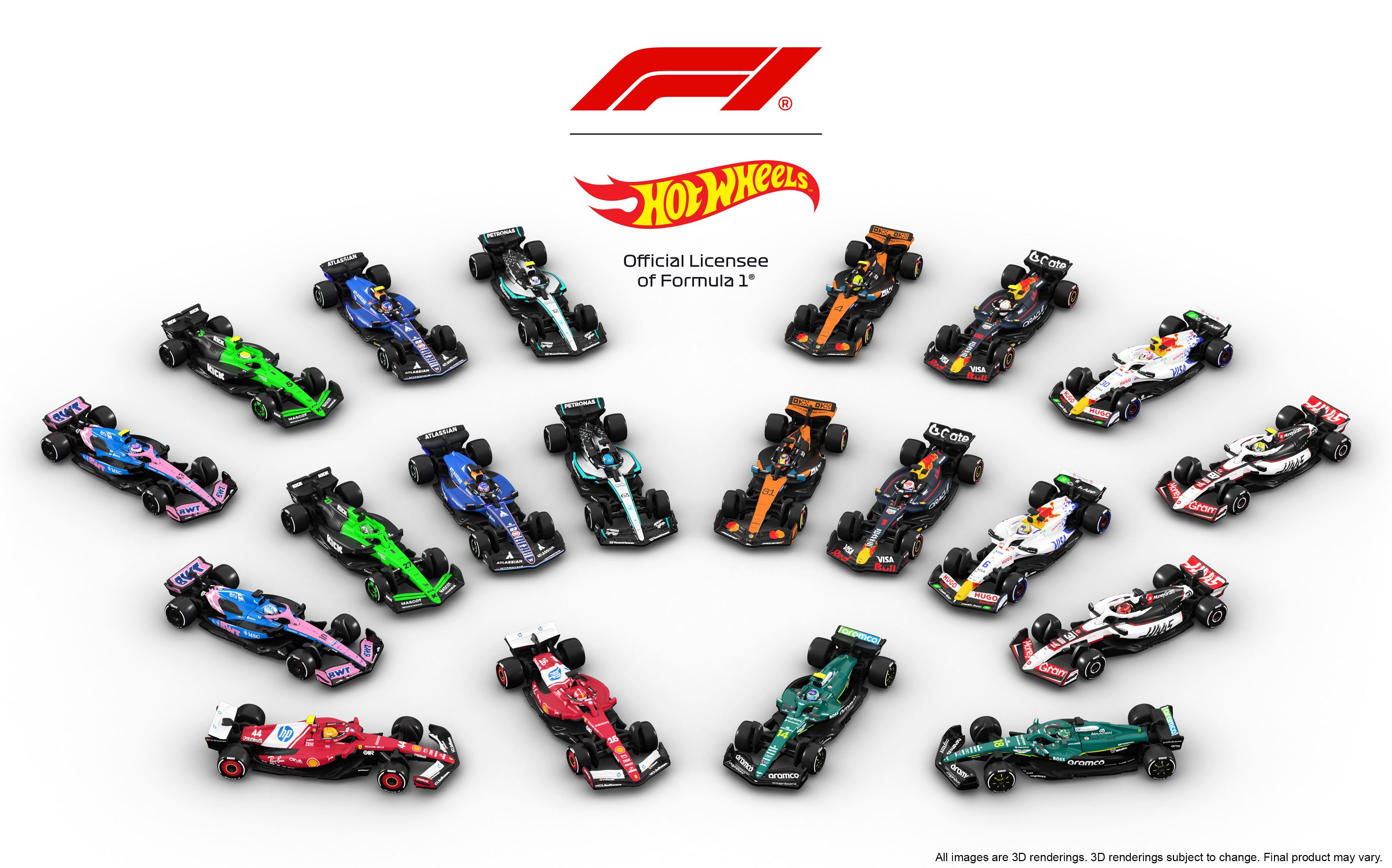 The Full Formula 1 Grid Goes Hot Wheels with New 1:64-Scale Cars
