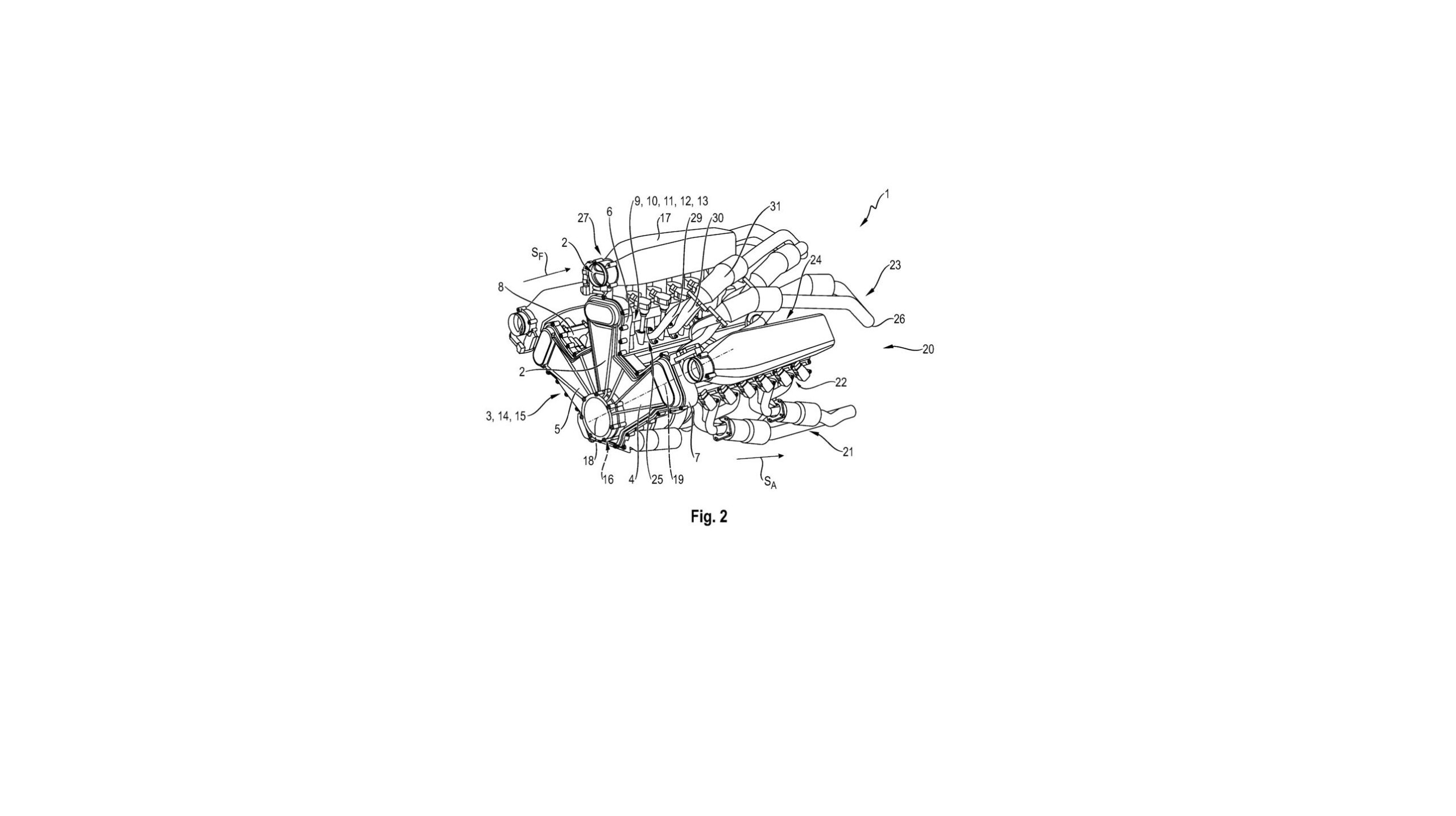 Porsche Patents Tri-Turbo W-18 Engine with Three Cylinder Banks